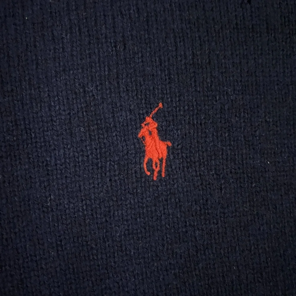 Vintage Polo Ralph Lauren Sweater Mens XL Blue Lambswool V-Neck Pullover Pony